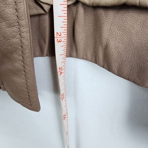 Vince 100% Leather Tan Moto Waist Cinched Jacket Size Large Neutral Biker - Picture 9 of 9